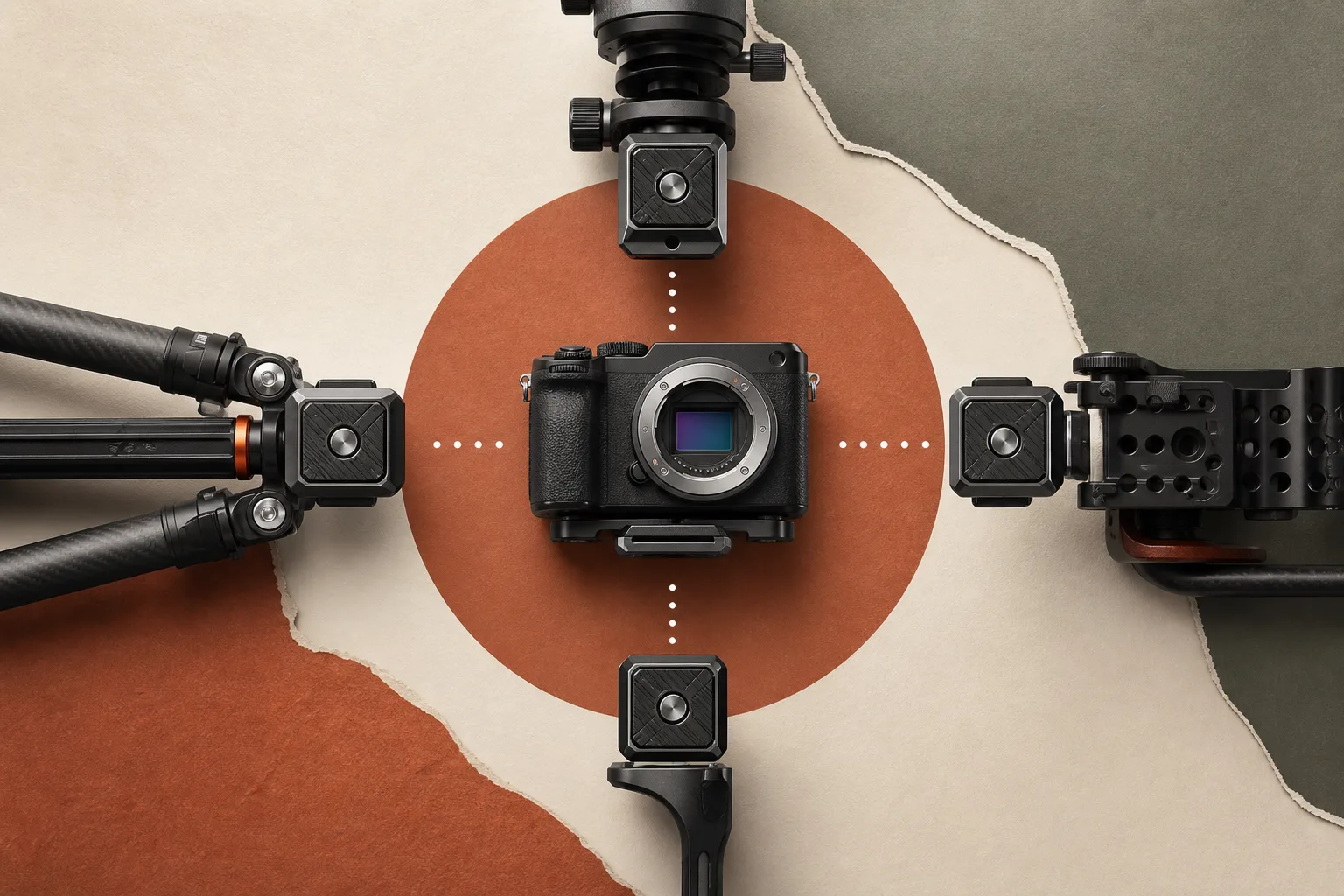 One matching camera plate connecting to several types of support equipment